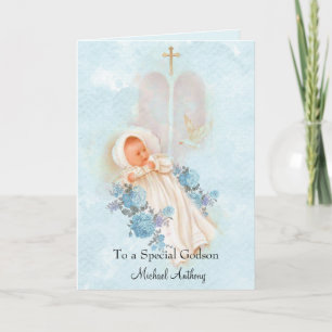 Cartão Baptismal Baby Boy Christening Godson