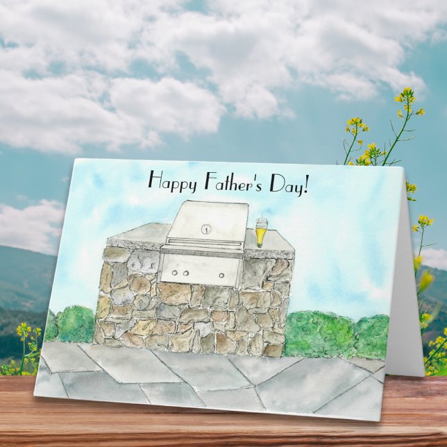 Cartão Bar de Dia de os pais Feliz de Aquarela-B-Q (Criador carregado)