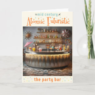 Cartão Bar de Festa Futurista do Meio do Século Atômico
