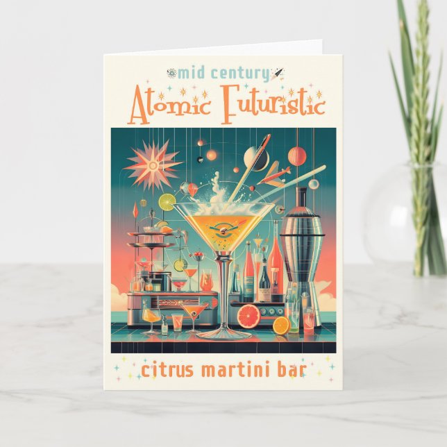 Cartão Bar de Martini de Cítrico Futurista Atômico de Mea (Frente)