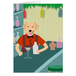 Cartão Bar de Tiki do golden retriever