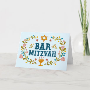 Cartão BAR MAZEL TOV MITZVAH, personalizado desenhado à m