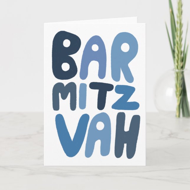 Cartão BAR MITZVAH Letras Bolha Modernas Personalizáveis  (Frente)