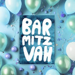 Cartão BAR MITZVAH Personalizável Congrats Azul Aquarela<br><div class="desc">Texto desenhado à mão por mim para você com um fundo colorido de aquarela. Adicione seu próprio texto ao interior do cartão. Para mais designs e cores, verifique minha loja! Ou me avise se você gostaria de algo personalizado. Eu também tenho papel de embrulho correspondente e, claro, versões para Bar...</div>