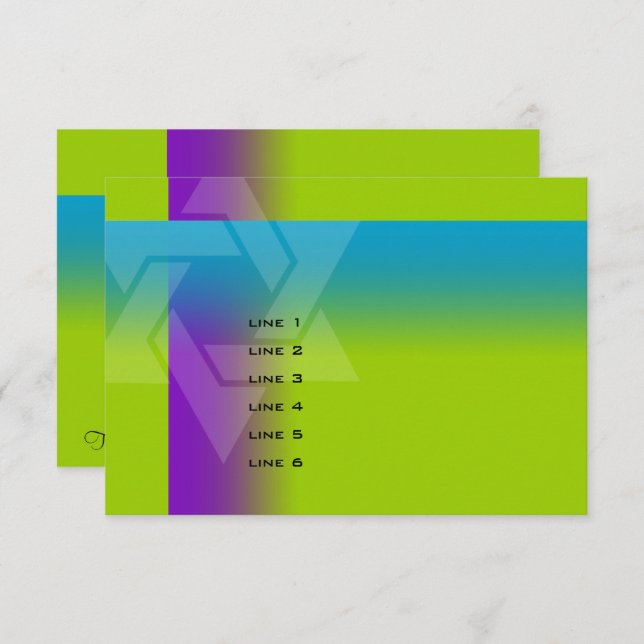 Cartão Bar Mitzvah Roxo e Turquesa em Qualquer Cor (Frente/Verso)