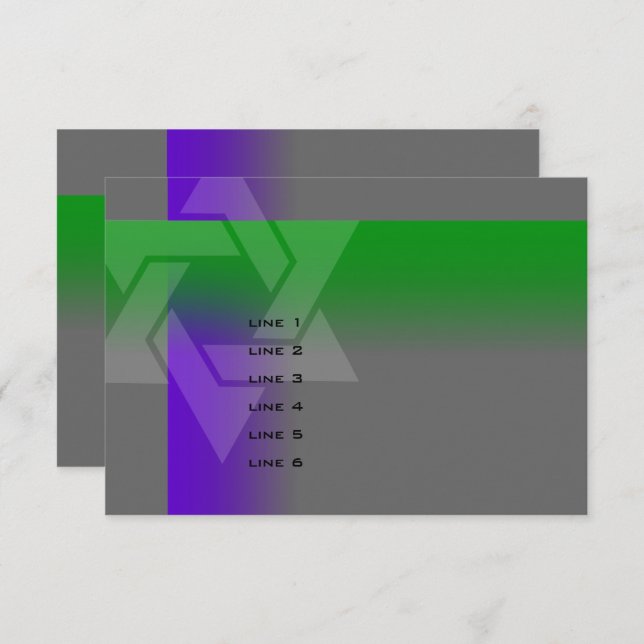 Cartão Bar Mitzvah Roxo e Verde em Qualquer Cor (Frente/Verso)