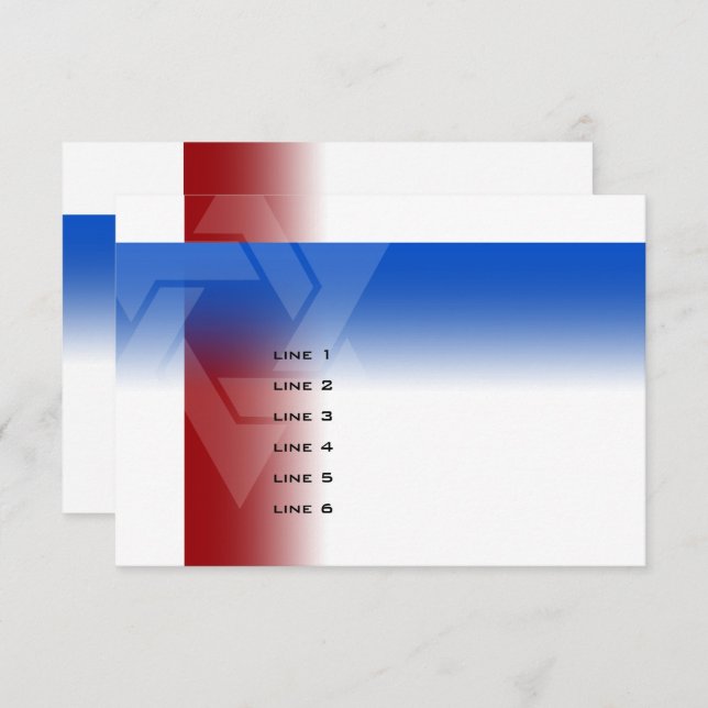 Cartão Bar Mitzvah Vermelho e Azul em Qualquer Cor (Frente/Verso)