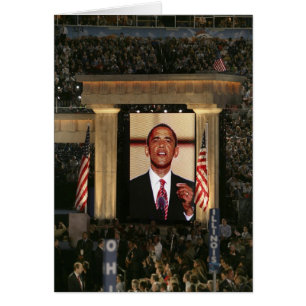 Cartão Barak Obama fala na última noite da