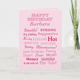 Cartão Barbara Happy Birthday Palavras de Louvor