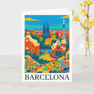 Cartão Barcelona Colorida Espanha Viagem Sagrada Família