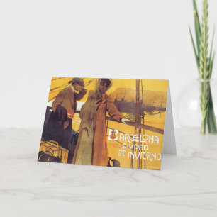 Cartão Barcelona Vintage Travel Poster