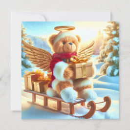Cartão Bärchen Plüschbär auf Schlitten mit Geschenken