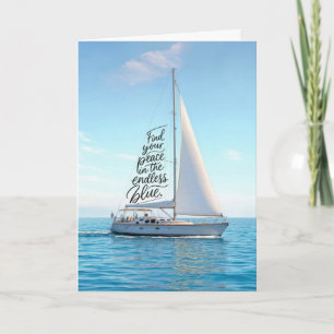 Cartão Barco à vela de aniversário com uma citação inspir