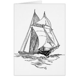 Cartão barco à vela lago oceano barco de ondas