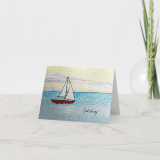 Cartão Barco à Vela Vermelho - Navegue!