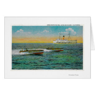 Cartão Barco da velocidade na ilha de Catalina,