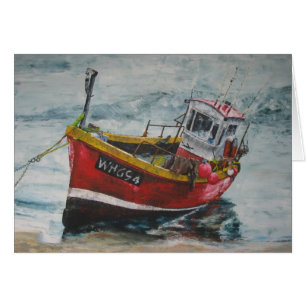 Cartão Barco de pesca amarrado