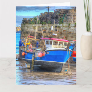 Cartão Barco De Pesca Em Cornish Harbor