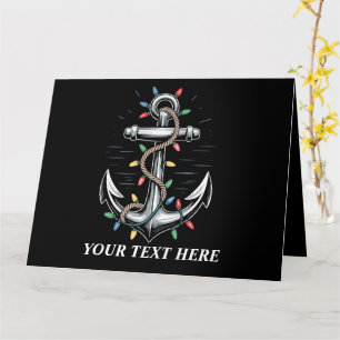 Cartão Barco personalizado das luzes de Natal
