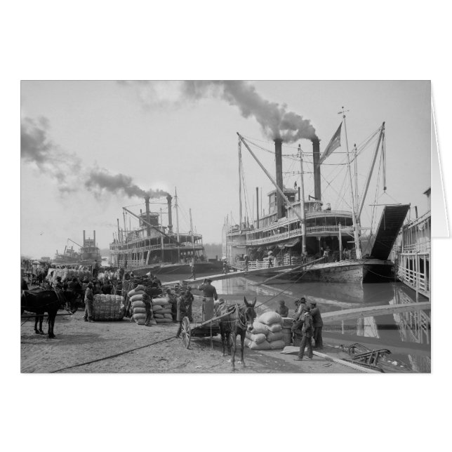 Cartão Barcos a vapor em Vicksburg, 1910 (Frente Horizontal)