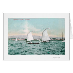 Cartão Barcos à vela ao largo de Alameda BeachAlameda, CA