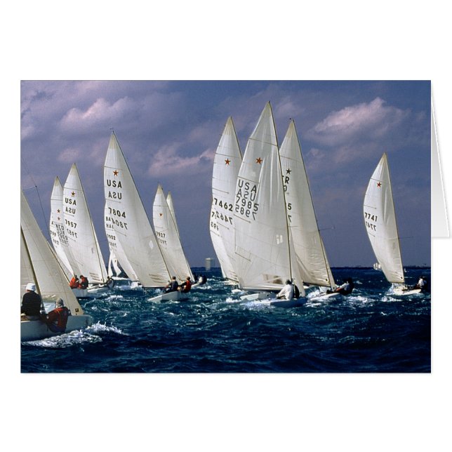 Cartão Barcos à vela - Barcos à vela em corridas - Classe (Frente Horizontal)