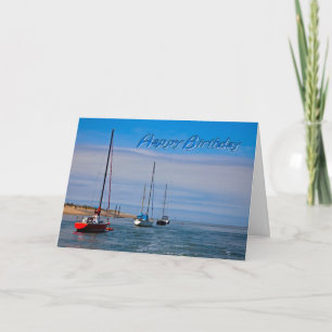 Cartão Barcos à vela no aniversário da âncora