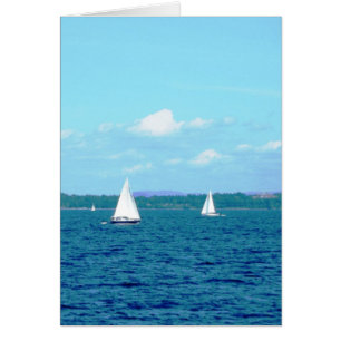 Cartão "Barcos à vela no lago Champlain"