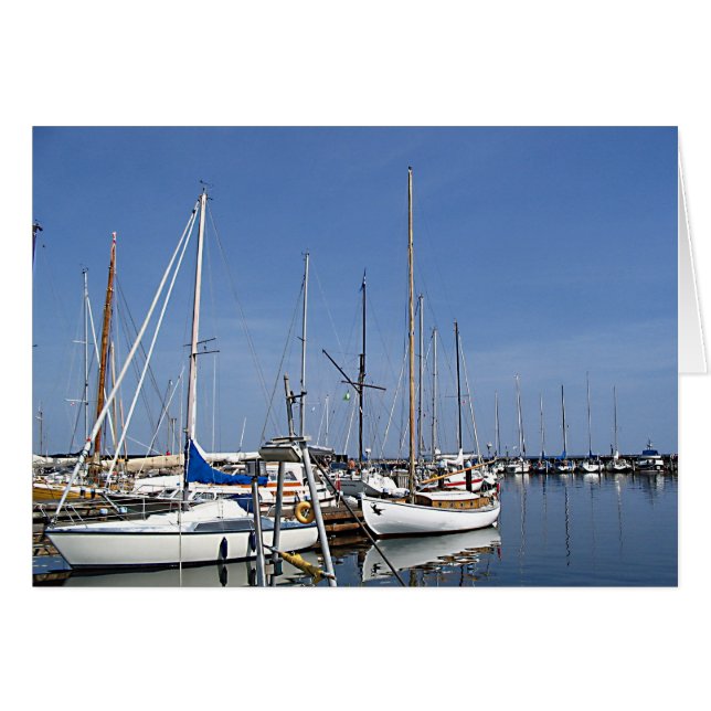 Cartão Barcos à vela no porto (Frente Horizontal)