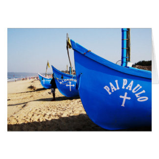 Cartão Barcos Azuis na Praia de Candolim Goa Índia
