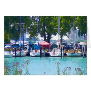 Cartão Barcos De Navegação Em Dock