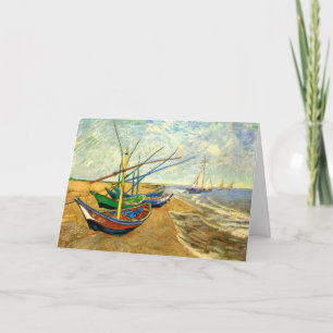 Cartão Barcos de Pesca de Van Gogh na Praia de Saintes Ma