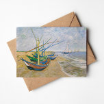 Cartão Barcos De Pesca | Vincent Van Gogh<br><div class="desc">Barcos de pesca na praia em Saintes-Maries (1888) por Vincent Van Gogh,  artista poste-impressionista neerlandês. Arte original é uma pintura em forma de óleo na paisagem da canvas que mostra vários barcos de pesca na costa oceânica. Use as ferramentas de design para adicionar texto personalizado ou personalizar a imagem.</div>