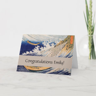 Cartão Barcos do Mar de Ondas do Oceano Hokusai