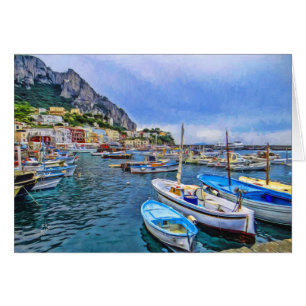 Cartão Barcos do vazio italiano da arte da foto de Capri