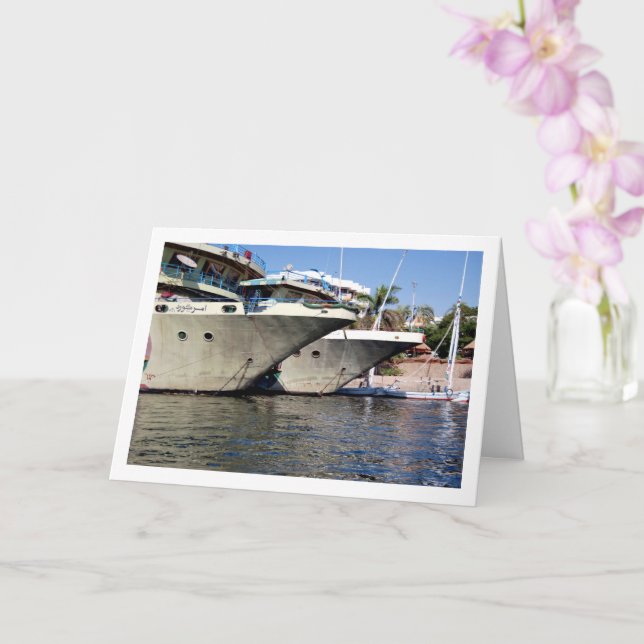 Cartão Barcos egípcios no rio Nilo, Luxor (Orquídea)