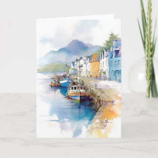Cartão Barcos Em Descanso Em Aquarelas