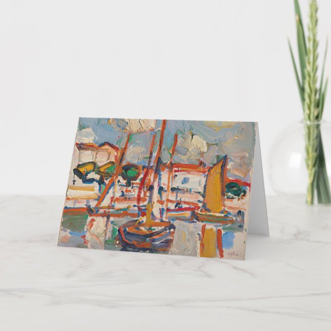 Cartão Barcos em Porto | Samuel John Peploe (Frente)