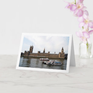 Cartão Barcos fluviais fora do Palácio de Westminster
