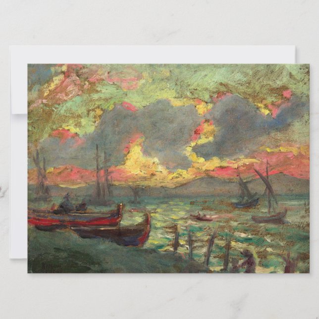 Cartão Barcos na margem (por Kimon Loghi) (Frente)