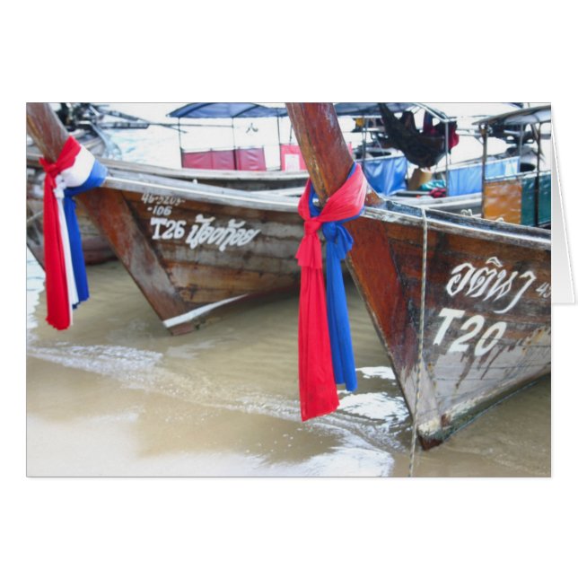 Cartão Barcos Na Praia | Ilhas Phi, Tailândia (Frente Horizontal)