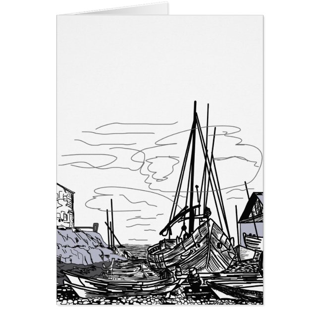 Cartão barcos no mar (Frente)