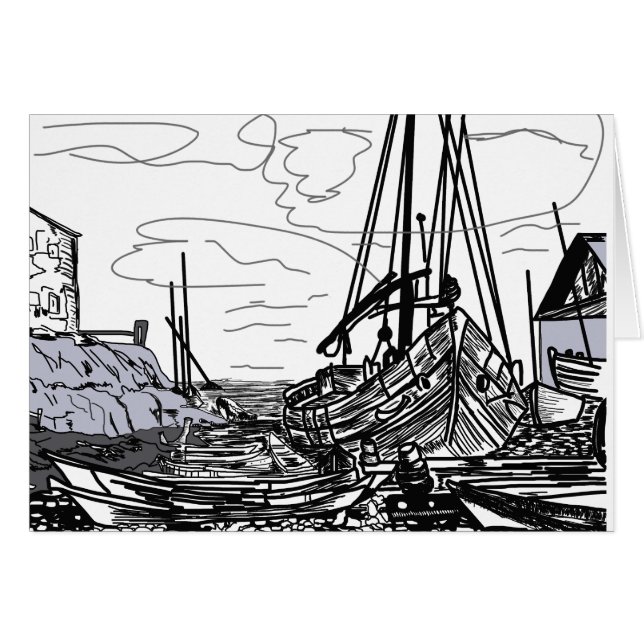 Cartão barcos no mar (Frente Horizontal)