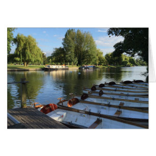 Cartão Barcos-Ruivais Barcos no Rio Stratford na Avon UK