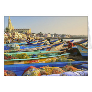 Cartão Barcos sendo preparados para a pesca, A Igreja de