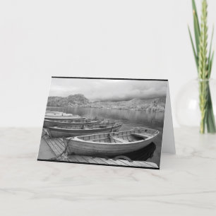 Cartão Barcos tradicionais no lago Bled, Eslovênia