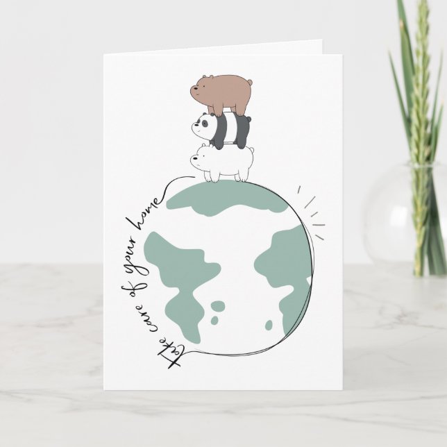 Cartão Bare Bears - Cuide da sua casa (Frente)