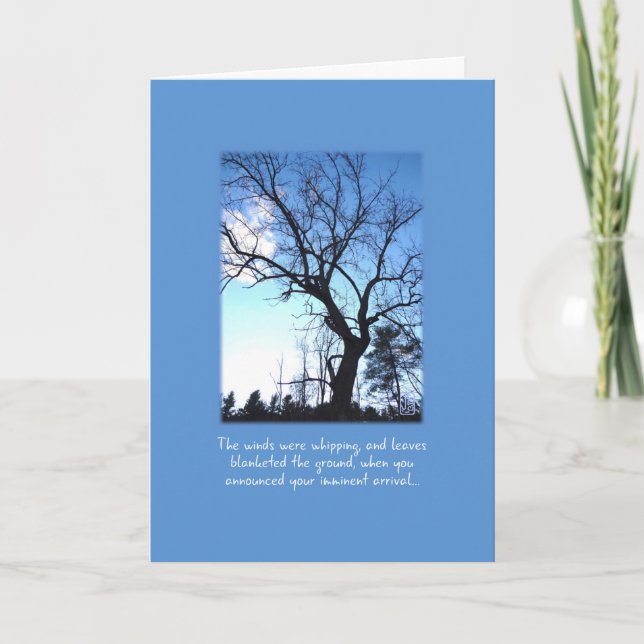 Cartão Bare Winter Tree on Blue Old Child Birday (Frente)