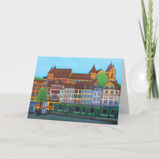 Cartão Barfusserplatz, Basel Greeting Card (Frente)