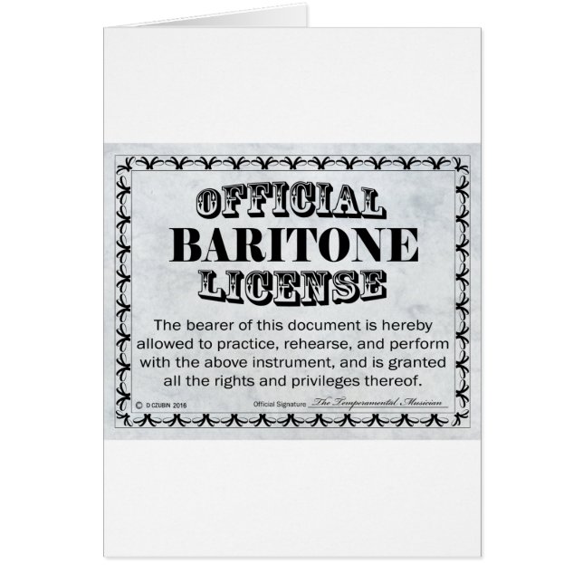 Cartão Baritone License (Frente)